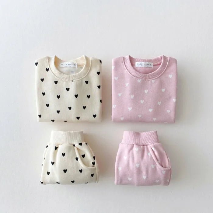 Cadeau naissance ensemble bébé coton imprimé cœur hoodie