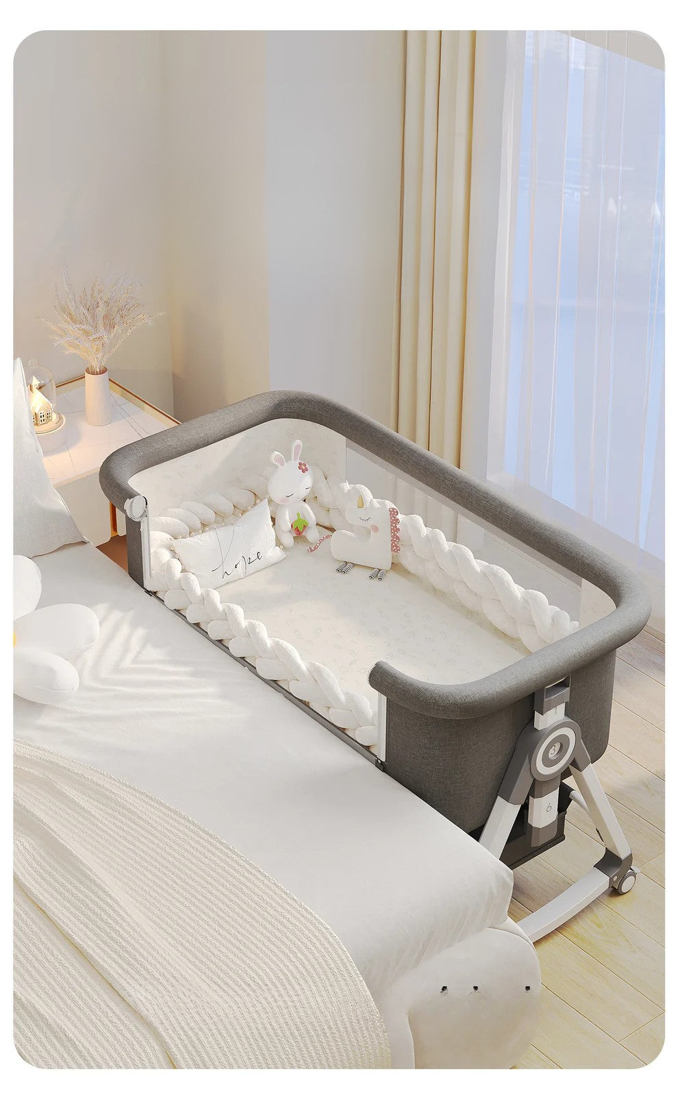 Berceau Portable et Pliable 3 en 1 pour Bébé avec Moustiquaire et Roues Rotatives