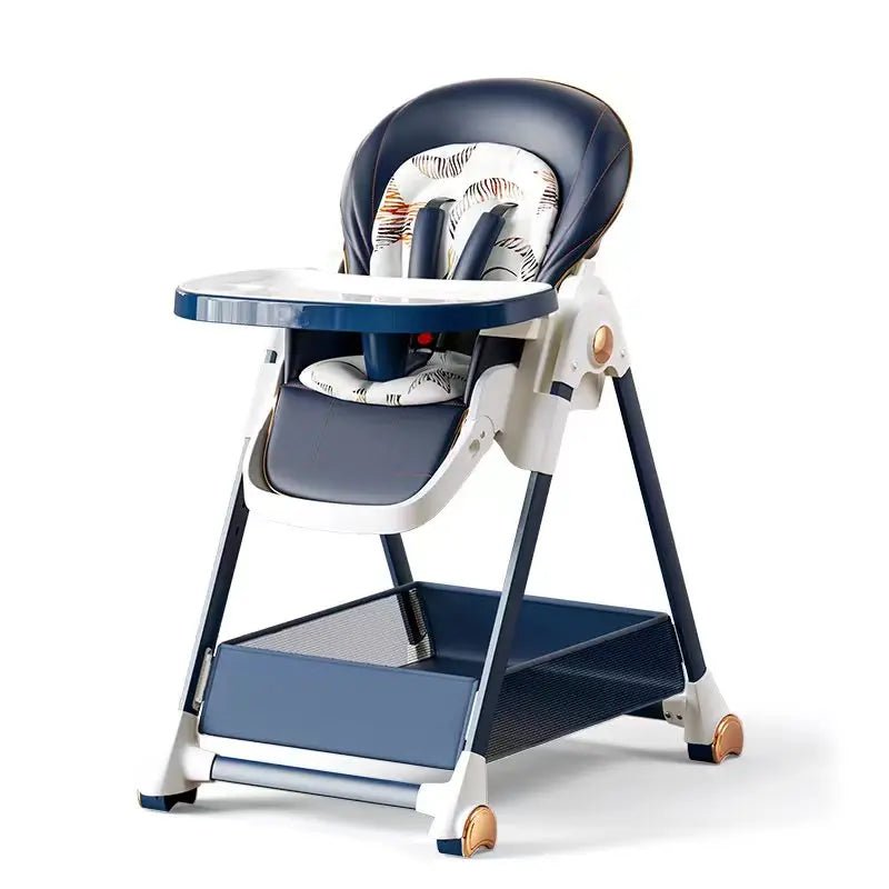 Chaise haute bébé bleu
