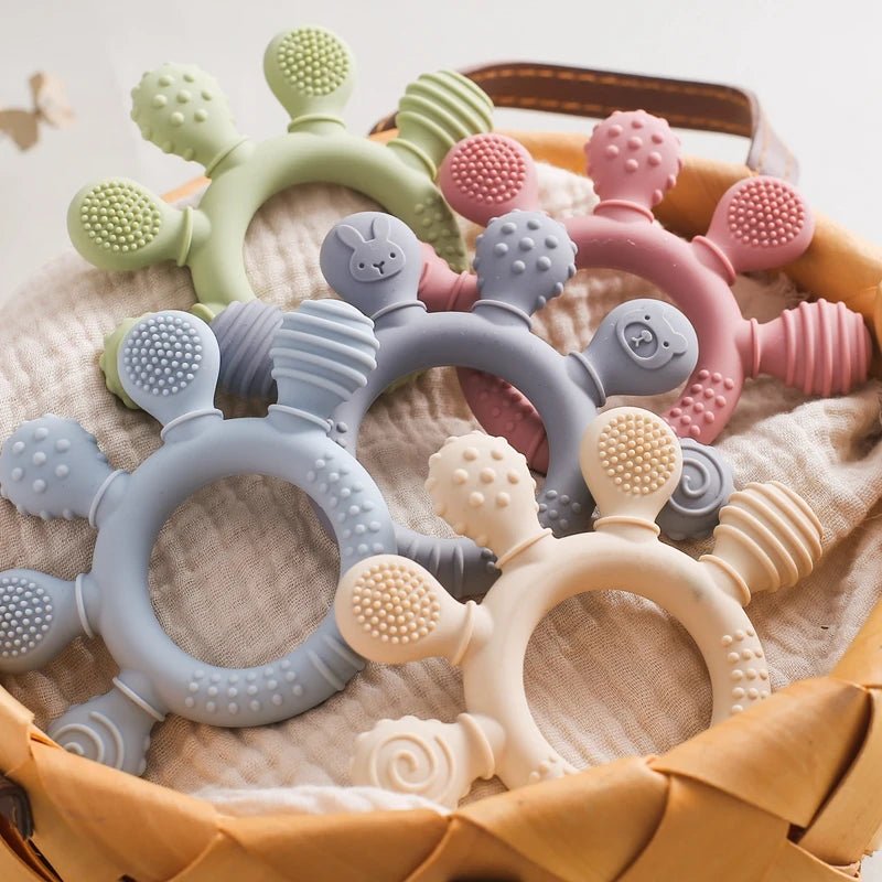 Anneau de Dentition en Silicone pour Bébé | Jouet Sensoriel Apaisant - Sans BPA - Baby Daisy