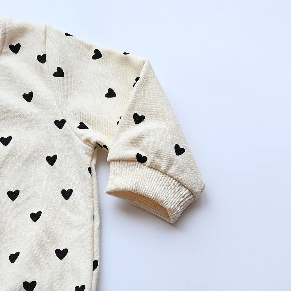 Vêtements bébé confortable coton hoodie cœur imprimé