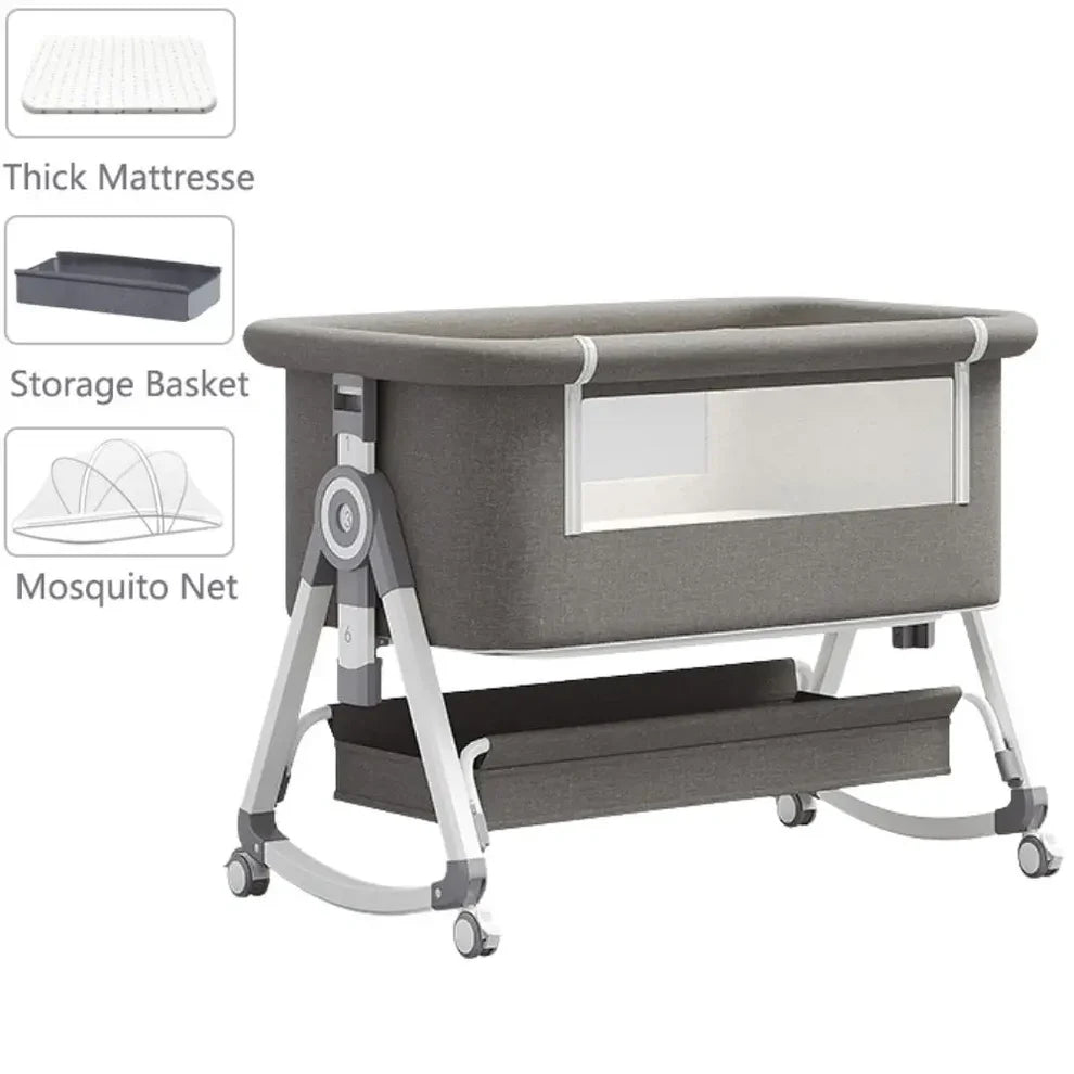 Berceau Portable et Pliable 3 en 1 pour Bébé avec Moustiquaire et Roues Rotatives