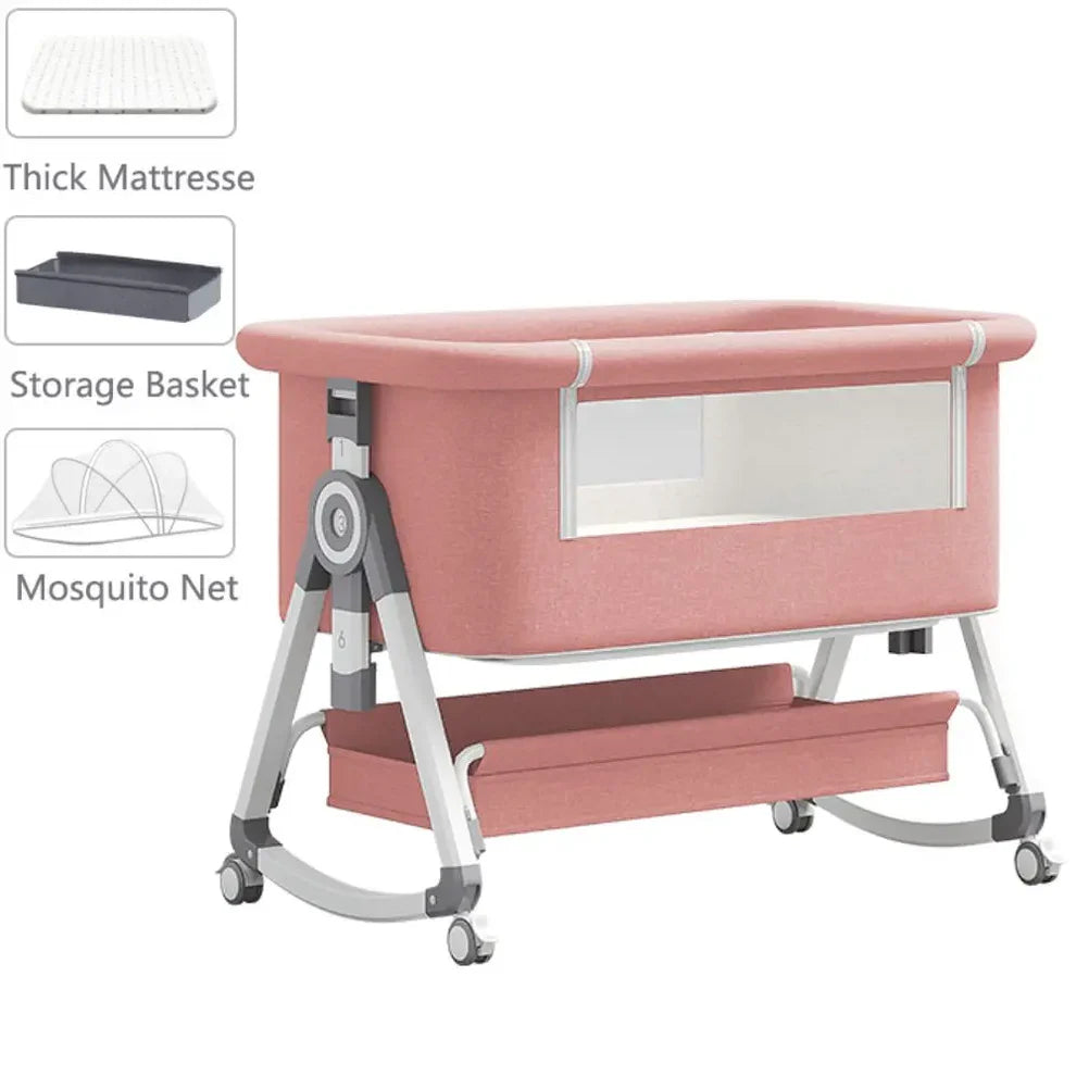 Berceau Portable et Pliable 3 en 1 pour Bébé avec Moustiquaire et Roues Rotatives