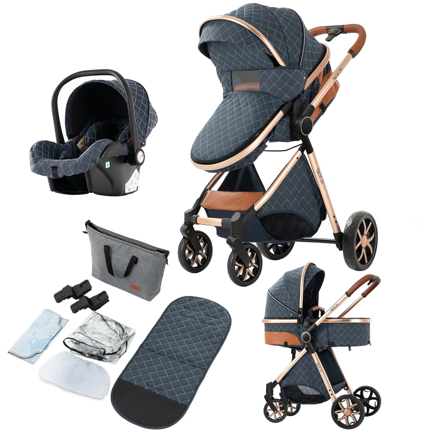 Poussette bleu bébé