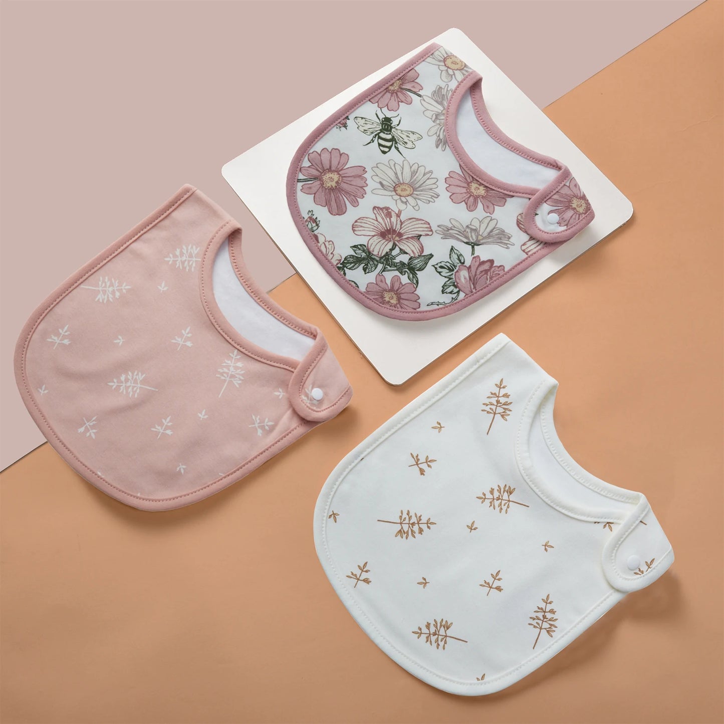 Lot de 3 bavoirs bébé en coton, colorés et faciles à laver