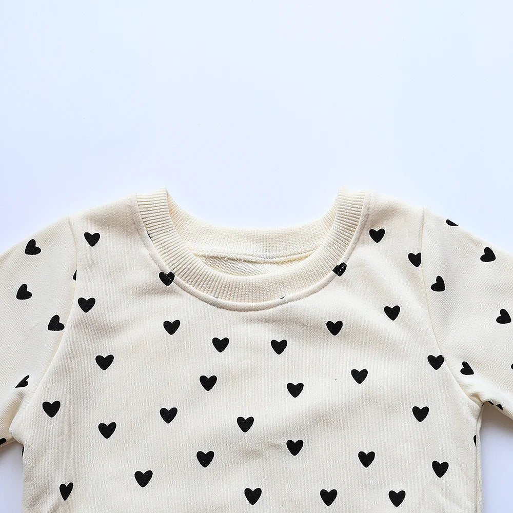 Ensemble bébé avec imprimé cœur hoodie coton doux