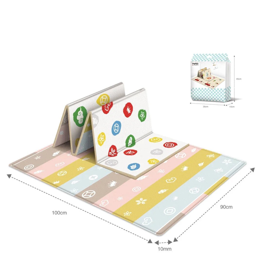 Tapis de jeu bébé double face avec motifs éducatifs