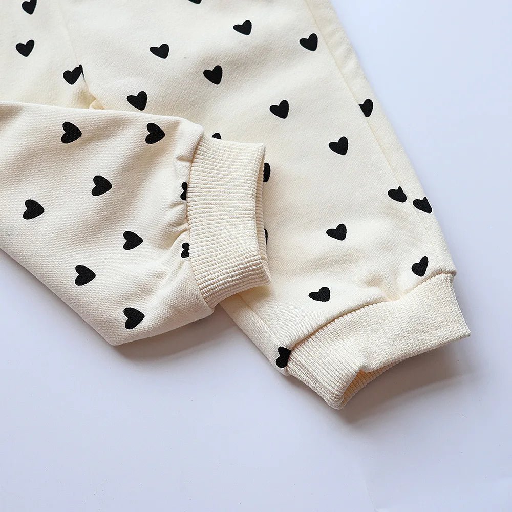 Ensemble bébé coton imprimé cœur à capuche