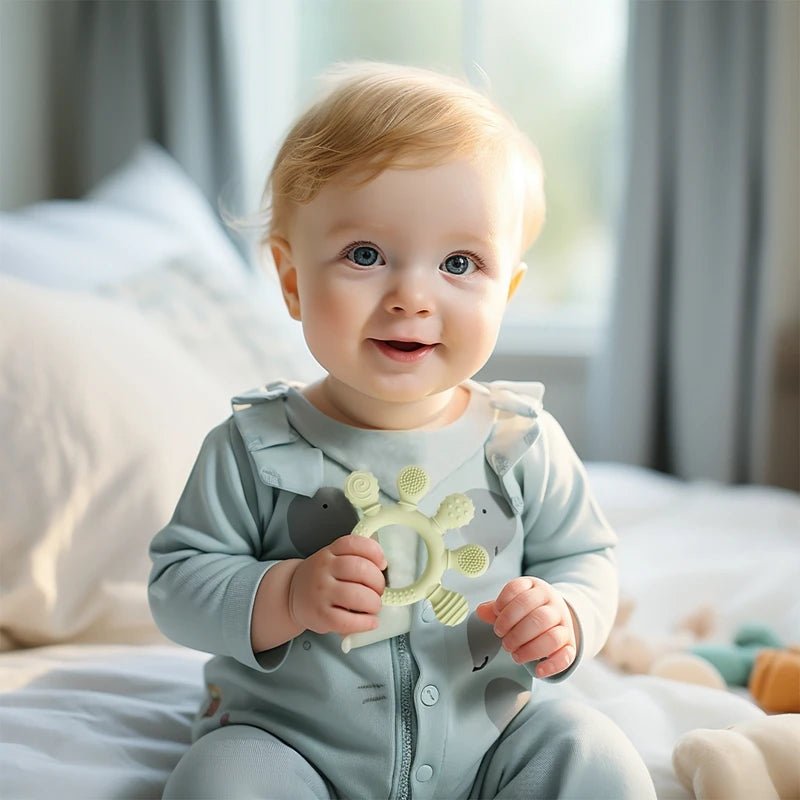 Anneau de Dentition en Silicone pour Bébé | Jouet Sensoriel Apaisant - Sans BPA - Baby Daisy