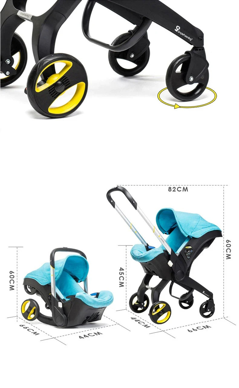 Poussette légère 4 en 1 pour bébé – Siège auto sécurisé, berceau, panier et chariot | KOZY