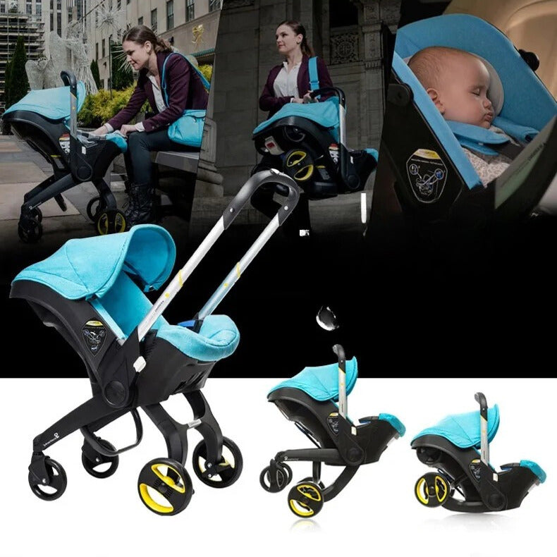 Poussette légère 4 en 1 pour bébé – Siège auto sécurisé, berceau, panier et chariot | KOZY