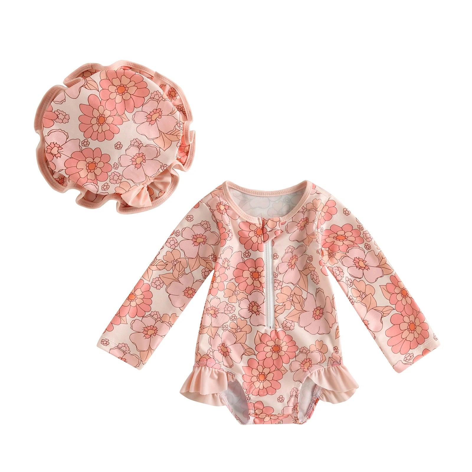 Maillot de bain bébé pour filles manches longues fleur