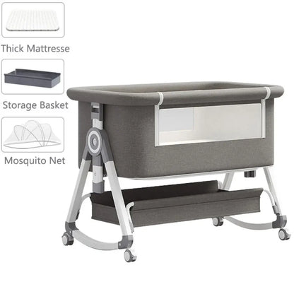 Berceau Portable et Pliable 3 en 1 pour Bébé avec Moustiquaire et Roues Rotatives