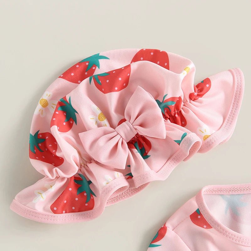 Maillot de bain bébé pour filles manches longues rose chapeau