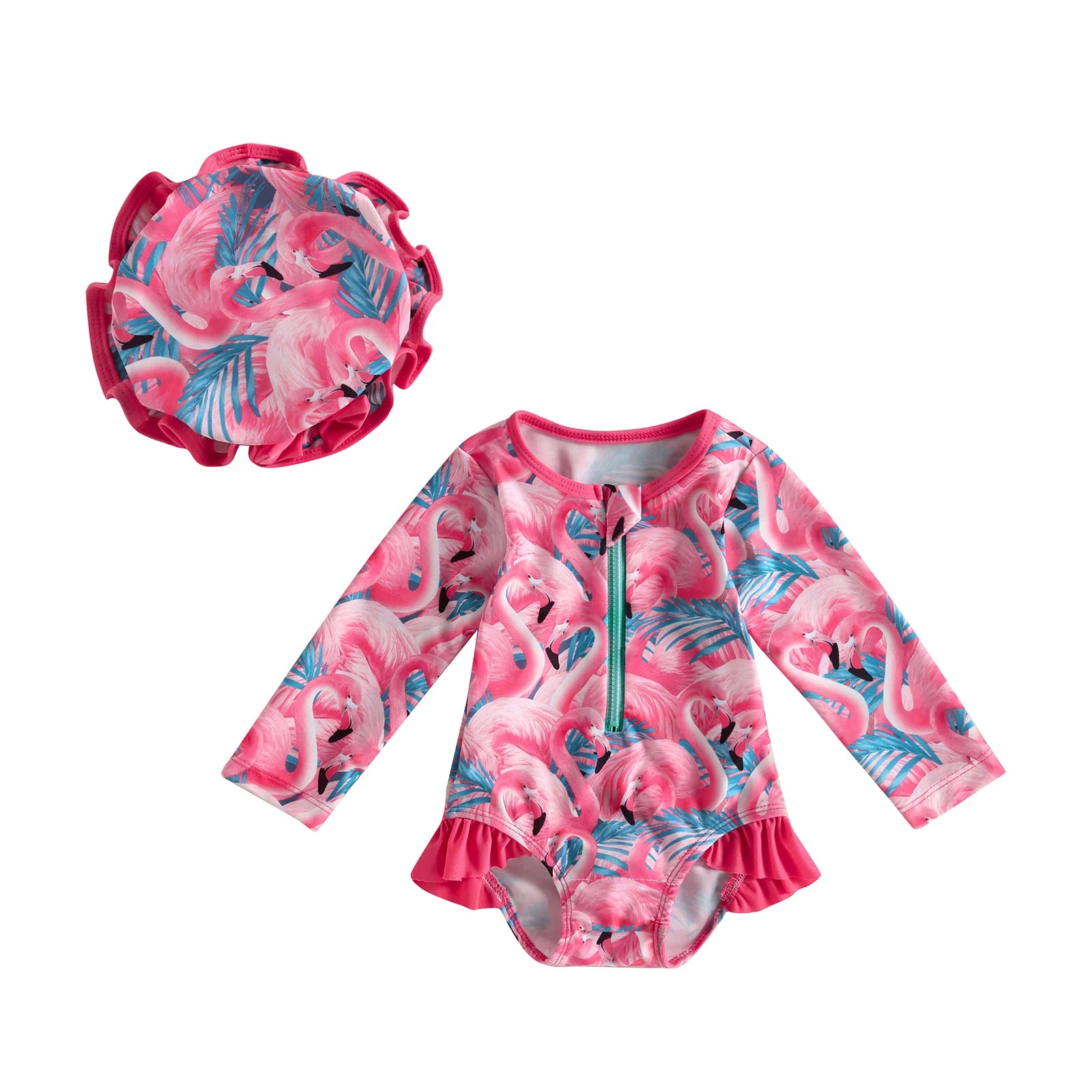Maillot de bain bébé pour filles manches longues rose