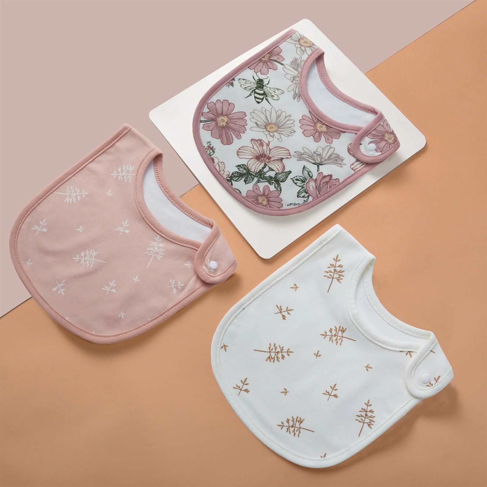 Lot de 3 bavoirs bébé en coton, colorés et faciles à laver