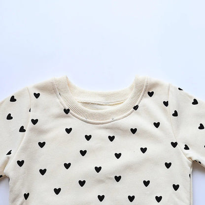 Ensemble bébé avec imprimé cœur hoodie coton doux