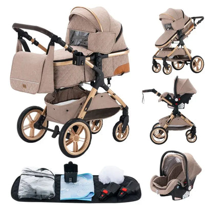 Poussette Bébé 3-en-1 Multifonction –  Siège Auto + Nacelle Incluse | LUXE -  YAZOCO